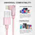 90 Degree Right Angle iPhone Charger 10Ft - 2 Pack MFi Certified Lightning Cable for iPhone 14, 13, 12, 11, iPad (Pink)