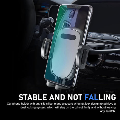 SLIMI 1 360 #01) PC CD Slot Phone Holder, Degrees Adjustable CD Slot Holder, Non-Slip Automatic Lock Mobile Phone
