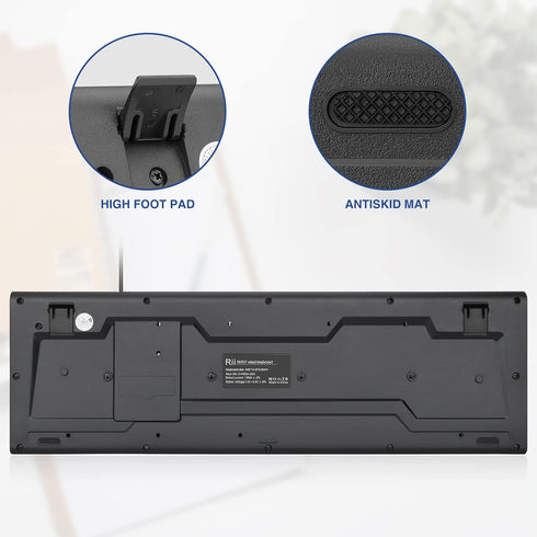 Rii RK907 Ultra-Slim Compact USB Wired Keyboard for Mac and PC, Windows 10/8/7/Vista/XP, Black