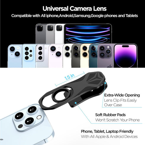 210° Fisheye Lens, Professional Cell Phone Lens for iPhone, Samsung, Pixel, BlackBerry, iPad, Notebook, Fish Eye Lens
