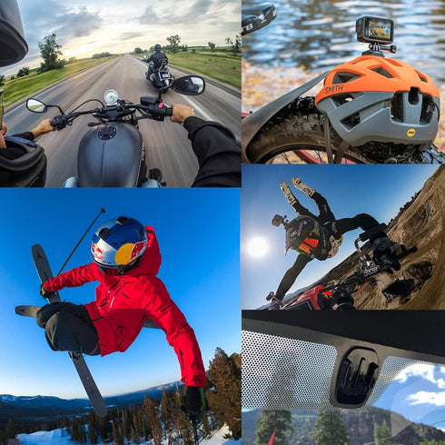 JINGXIN Helmet Mounts for GoPro - Flat Curved Adhesive Sticky Mount with Buckle Attachment, Compatible with Hero 11,