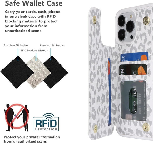 iCoverCase iPhone 13 Pro Wallet Case with Card Holder, RFID Blocking PU Leather Protective Case for 6.1 Inch iPhone 13