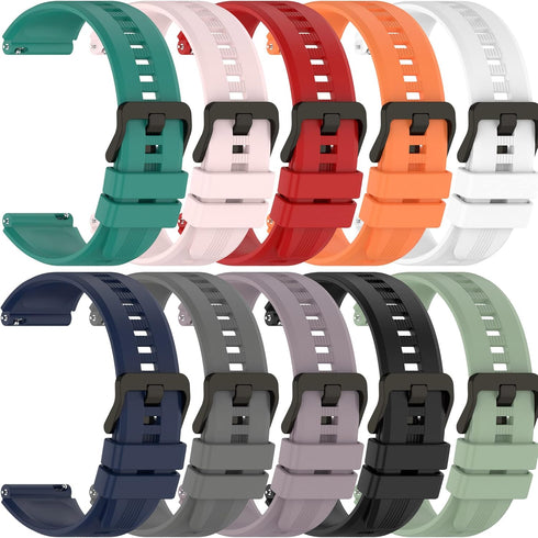 FitTurn 10-Pack Silicone Strap Bands for Desong D09 Smartwatch, 22mm Replacement Accessory for Fitness Tracker