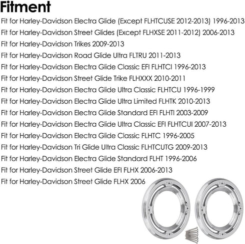 MASO Motorcycle Rear Speaker Accents Cover, Chrome Silver ABS Trim for Harley Electra Street Road Glide Trikes