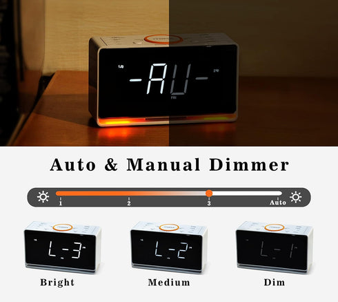 iTOMA Alarm Clock Radio with 1.4" White LED Display, Bluetooth, FM Radio, Dual Alarm, Sleep Timer, Snooze, Auto &