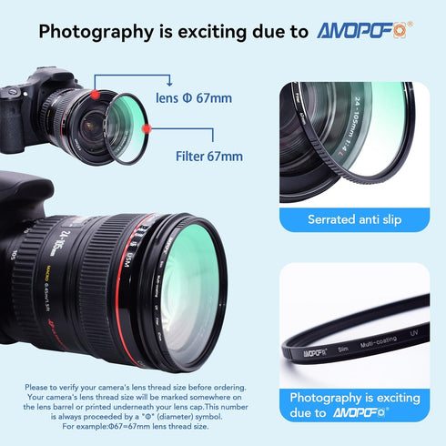 67mm MC UV Camera Filter, Ultra-Slim 16 Multi-Layer Coated HD/Scratch Resistant UV Filter for 67mm Lens