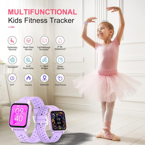 Kids Smart Watch with 20 Sports Modes, Fitness Tracker for Girls Boys Age 6+ with Sleep Monitor and Step Counter