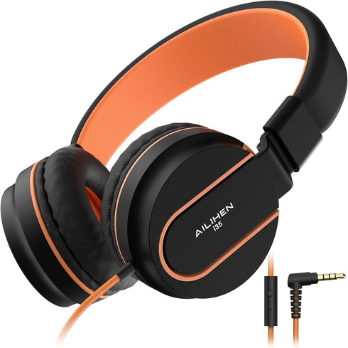 AILIHEN I35 Kids Headphones, Foldable On-Ear, 93dB Safe Volume, HD Mic, 3.5mm Wired for Chromebook, Laptop, Tablet