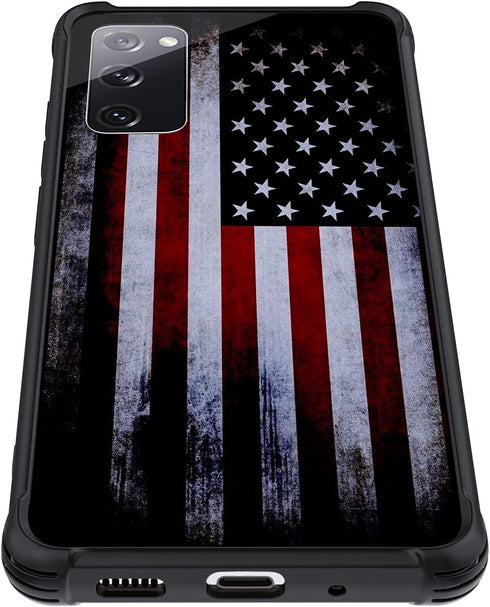 Tnarru Compatible with Samsung Galaxy S20 FE Case, American Flag Pattern Hard PC Back and Soft TPU Sides