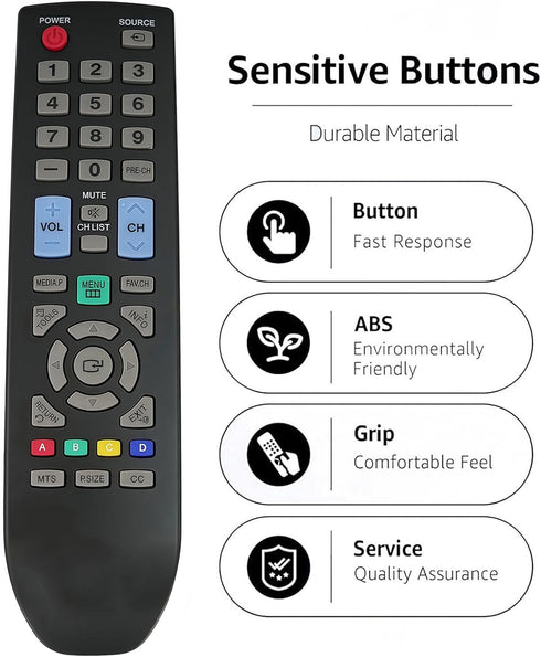 Replacement Remote Controller for Samsung TVs LN32D405E3D, LN32D403E2DXZASP03, LN32D403E4D, LN32D403E4DX, LN32D405E3DXZA