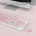 iRoboosta 104 Quiet Keyboard Wired Membrane Keyboard Pink, Full Size Keys Typewriter Key Board with Number Pad, White