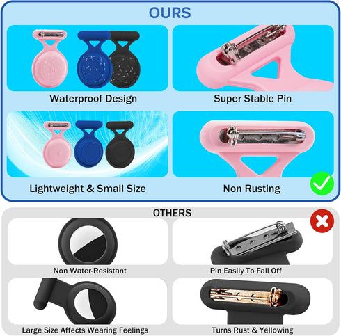 Airtag Holder for Kids, 4 Pack Waterproof Holder with 3M Adhesive Sticker, Soft Silicone Air Tag Holder for Kids,