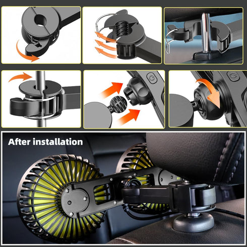 3 360 Car Fans for Backseat Kids, Car Fans Dual Head that Blow Cold Air, Cooling USB Back Seat Speed Degree Rotatable
