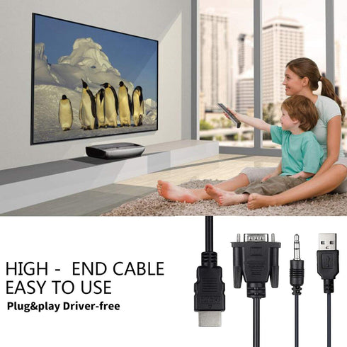 VGA to HDMI Adapter Cable 4ft with Audio for PC, Laptop to Monitor, Display, HDTV