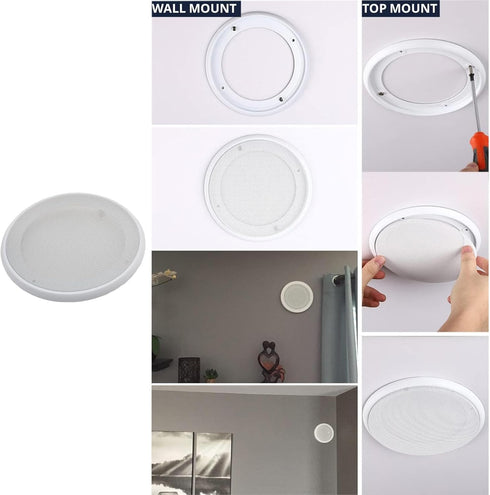 2pcs Round Ceiling Speaker Grill Covers for 8 Inch Speaker with Screws (White)