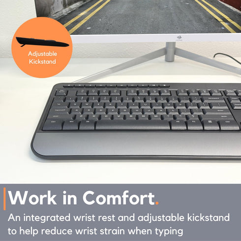 X9 Performance Multimedia USB Wired Keyboard, Ergonomic Full Size Keyboard with Wrist Rest and 114 Keys for Office PC