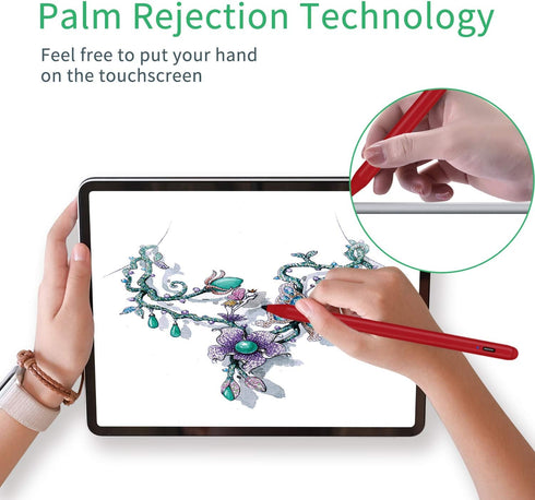 iPad 10th/9th/8th Generation 10.2" Stylus Pencil with Palm Rejection, Type C Charge, 1.5mm POM Tip Active Drawing