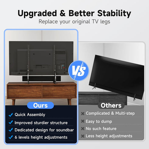 XINLEI 22 65 inch 800x500mm, 120lbs ML1760E Universal Table Top TV Stand for Most to LCD LED Plasma Flat Screen TVs