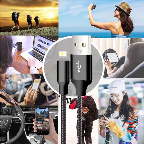 cugunu iPhone Charger, 5 Pack (3/3/6/6/10FT) MFi Certified Nylon Braided Fast Charging Cable for iPhone