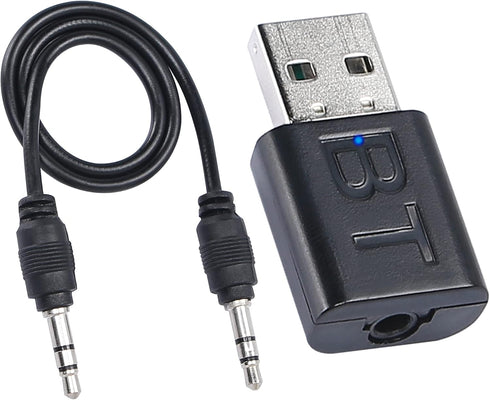 QIANRENON Car Bluetooth 5.0 Receiver, USB/AUX Dual Interface Wireless Receiver for Music Streaming and Hands-Free