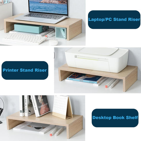 20 Inch Cozy TEAMIX Wood Monitor Stand Riser, Wooden Desktop Stand for PC/TV/Laptop/Printer, Monitor Riser