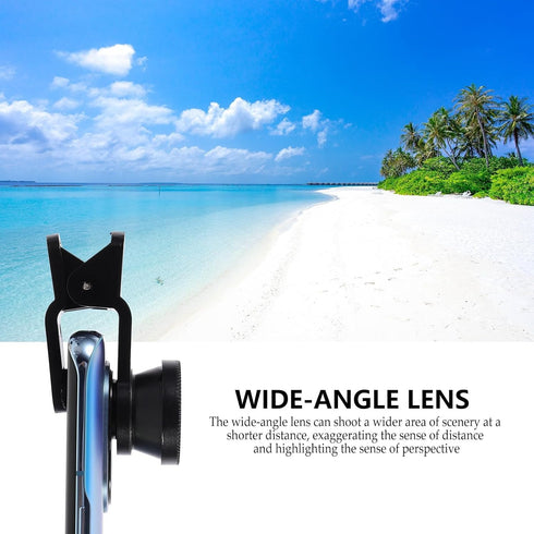Toddmomy 2 Sets 3-in-1 Phone Camera Lens Kit with Fisheye, Macro, and Wide Angle Lenses for Smartphones, Black Clip-on