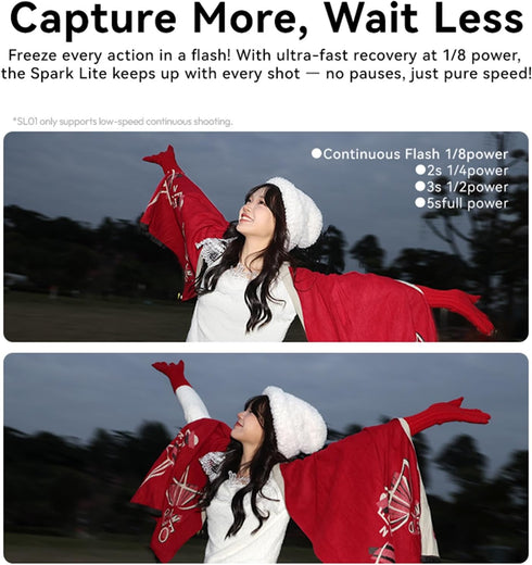 ULANZI SL02 GN8 6500K 4 Mini Flash Speedlite Video Light Hot Shoe Mount Portable Camera Flash Speedlight Power Levels