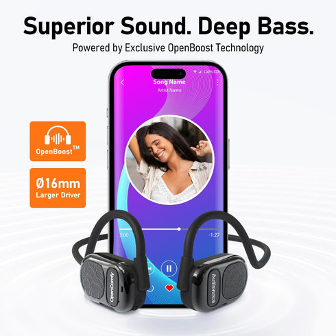 OpenComfy CF201 Wireless Running Headphones | Bluetooth | Open-Ear Headphones | 4-in-1 Advantage: Superior Sound,