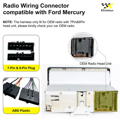 1986-2004/Mazda 1991-1997/Mercury 1986-2000, 16Pin E-150 E-250 Aftermarket Radio Wiring Adapter Compatible with Ford