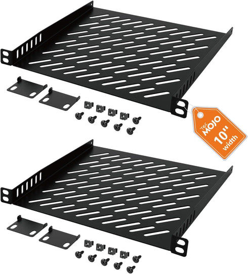 Tecmojo 2 Pack 0.5U Rack Mount Shelf for 10" Server Rack, 7.87" Deep