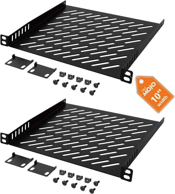 Tecmojo 2 Pack 0.5U Rack Mount Shelf for 10" Server Rack, 7.87" Deep