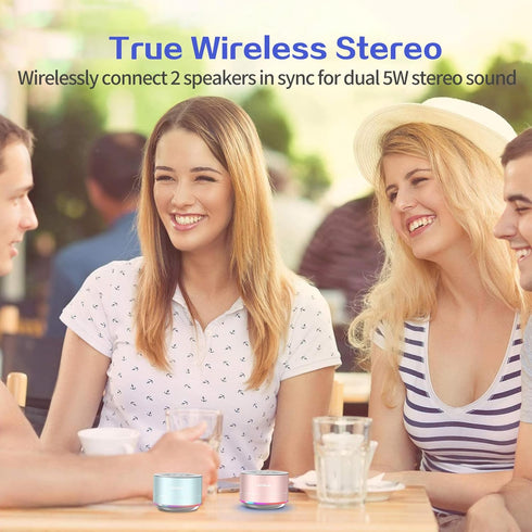 LENRUE A2 Portable Wireless Bluetooth Speaker with Lights and Lanyard, 5W Mini Metal Speakers for iPhone Android Home