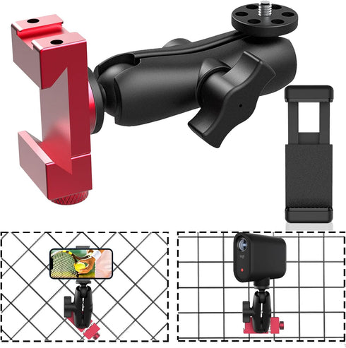 Smartphone Fence Mount for Tennis & Pickleball Training, Adjustable Retractable, 360 Swivel for iPhone, Android,