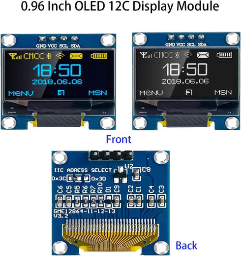 SuziePi 5 0.96 Inch I2C 12864 128x64 SSD1306 10pin Pcs OLED IIC Display Module Pixel Mini Self-Luminous OLED Screen