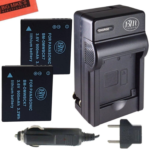 Pack of 2 DMW-BCK7 Batteries and Charger for Panasonic Lumix DMC-FH25, DMC-FH27, DMC-FP5, DMC-FP7, and More