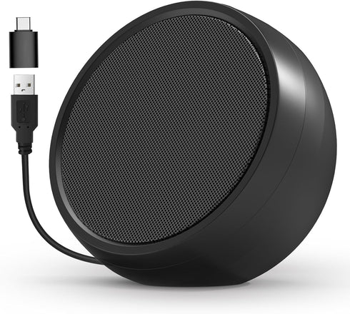 USB Computer Speaker for Laptop, PC, External Speakers, Loud Volume, Rich Bass, Plug-N-Play (Black)