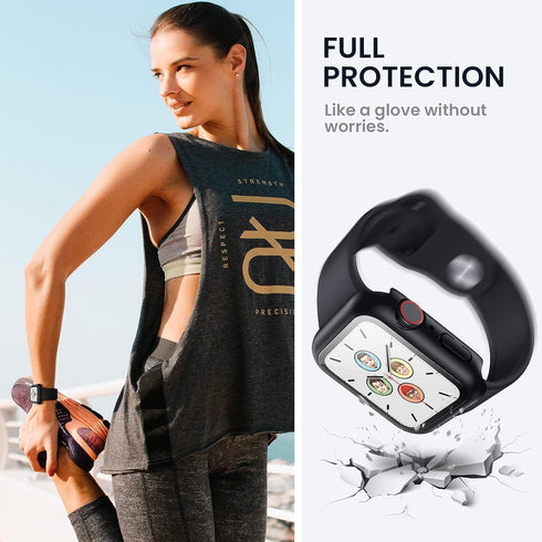 Tensea for Apple Watch Series 9 8 7 41mm Screen Protector Case, Sweatproof Bumper with Built-in Tempered Glass Film