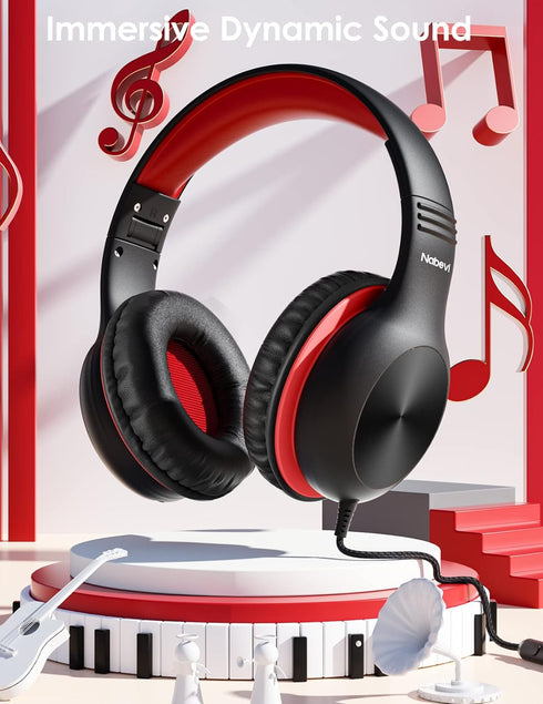 Headphones for Kids, Over Ear Kids Headphones with Microphone, 85dB/94dB Safe Volume Limit for School, Online Study,