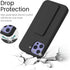 LAUDTEC Silicone Kickstand Case for iPhone 12/12 Pro, Flexible Soft Liquid Silicone Cover with Metal Hand Strap (Black)