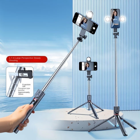 XIHAMA 1 17, 50 inch) Selfie Stick with Light, All in Extendable Tripod Stand with Wireless Remote, Portable Mobile
