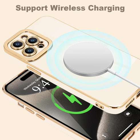 Lafunda Designed for iPhone 15 Pro Max Case, Cute Luxury Plating Case for Women Girls with Camera Protection Shockproof