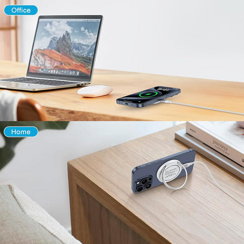 iPhone Magnetic Mag Wireless Charger Adapter - Car Fast Charging Compatible for iPhone 15 Plus/15