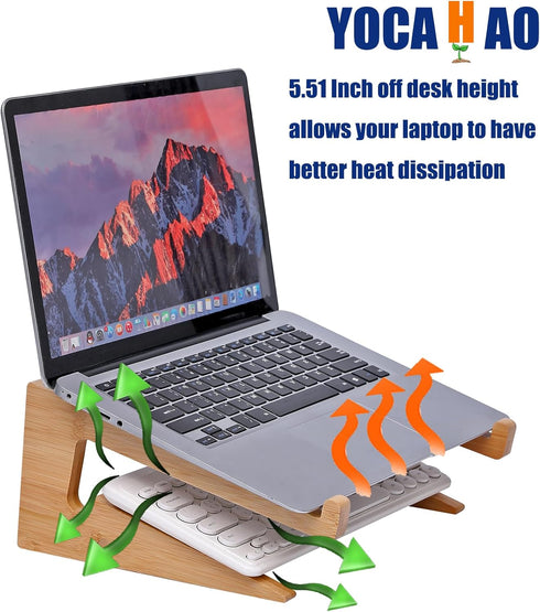 YOCAHAOY 13-18.6in pro/HP/Pixelbook/Lenovo,More Wooden Laptop Stand Vertical Laptop for Bamboo Stand for Desk,Laptop