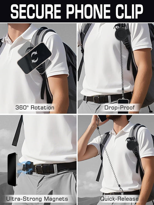 EralcNa Wrist/Backpack Magnetic Belt Clip Universal Phone Holder Mount for Running Hiking Traveling Tactical Gear Plate