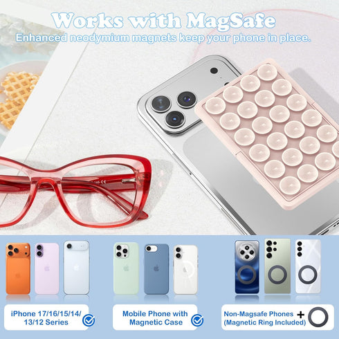 KADES MagSafe Magnetic Phone Grip with Adjustable Stand Suction Holder for Selfies & Videos, Hands-Free, Compatible
