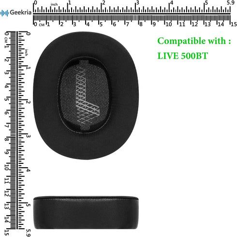 Geekria Sport Cooling-Gel Replacement Ear Pads for JBL Live 500BT Headphones, Ear Cushions, Earpads Repair Parts (Black)