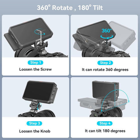 SmallRig Adjustable Camera Monitor Mount for ARRI-Style, 360° Swivel & 180° Tilt Monitor Holder, 2903B