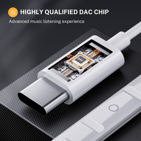 Type C Earbuds USB C Headphones for iPhone 15/15 Pro/15 Pro Max Samsung S24 with Microphone Noise Isolation Stereo