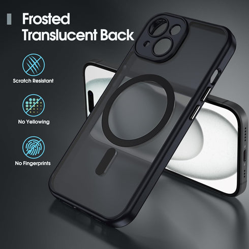 Flyzoo 15 6.1", Magnetic Matte Case for iPhone - Compatible with MagSafe, Full Camera Protection, Slim Translucent