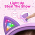 FosPower Kids Headphones with LED Light Up Cat Ears, 3.5mm On Ear Audio Headphones, Baby Pink/Lavender